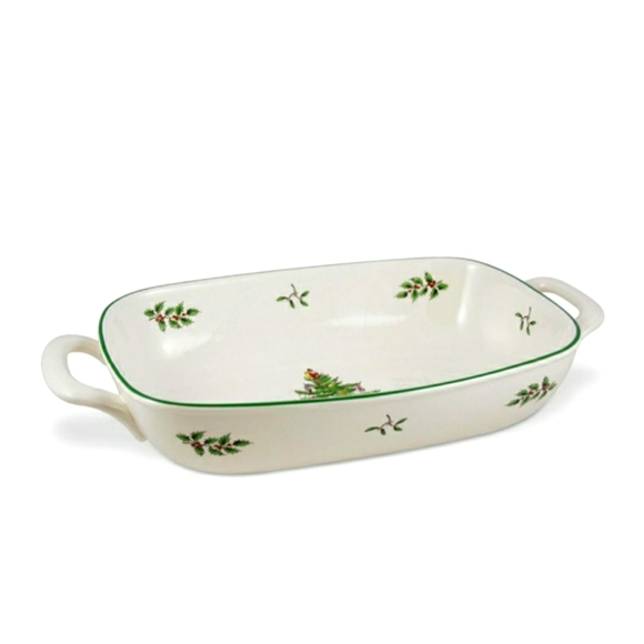 SPODE, England CHRISTMAS TREE Bread Basket 14"x7.75" NEW IN BOX - Picture 2 of 5